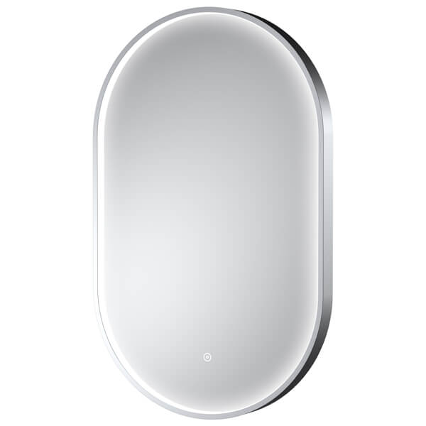 Hudson Reed Columba Oval LED Mirror with Demister Pad 500 x 800mm - Aluminium Frame