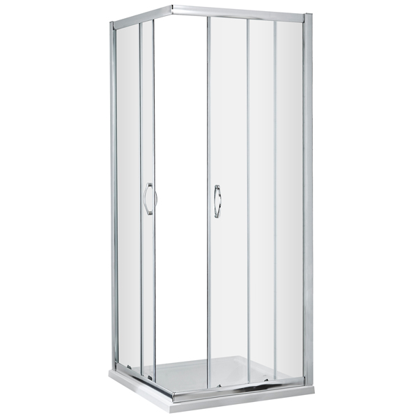 Nuie Ella Aluminium Frame Reversible Corner Entry Shower Cubicle with ABS Handle - 1850mm Height