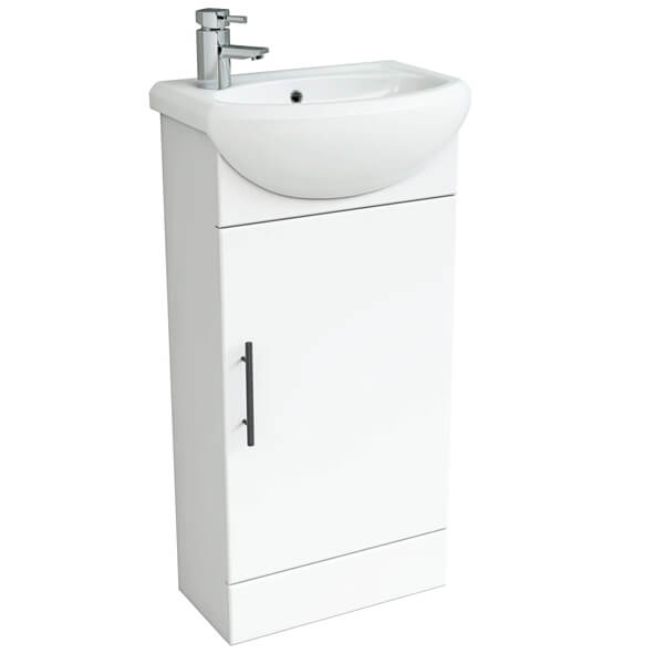 Nuie Mayford Gloss White Single Door Floorstanding Cloakroom Unit with Basin - 420 x 290mm
