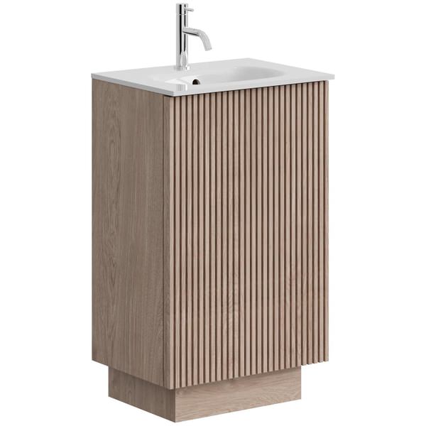 Crosswater Limit Fluted Floorstanding Vanity Unit with Basin 490 x 820mm - Two Door