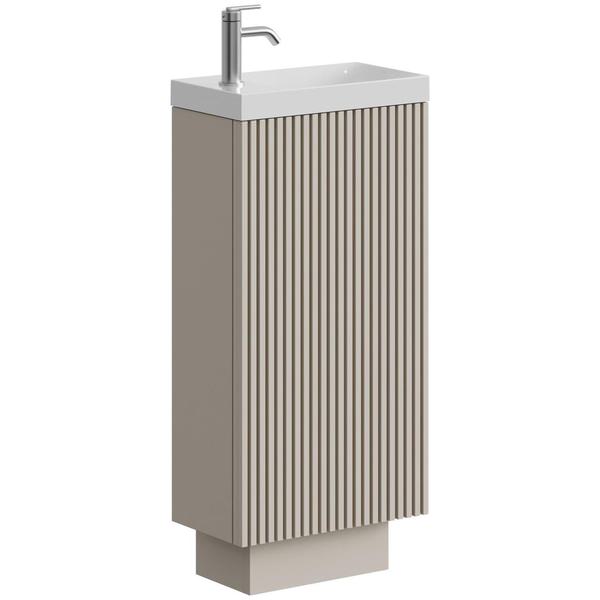 Crosswater Limit Fluted Floorstanding Vanity Unit with Basin 400 x 820mm - Single Door