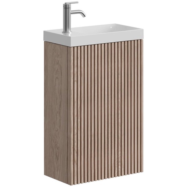 Crosswater Limit Fluted Wall Hung Small Vanity Unit with Basin 400 x 600mm - Single Door