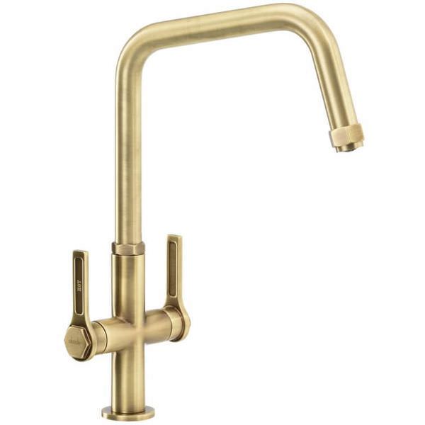 Abode Hex Contemporary Kitchen Mixer Tap with U-Shaped Anti-Splash Spout - Flat Handles