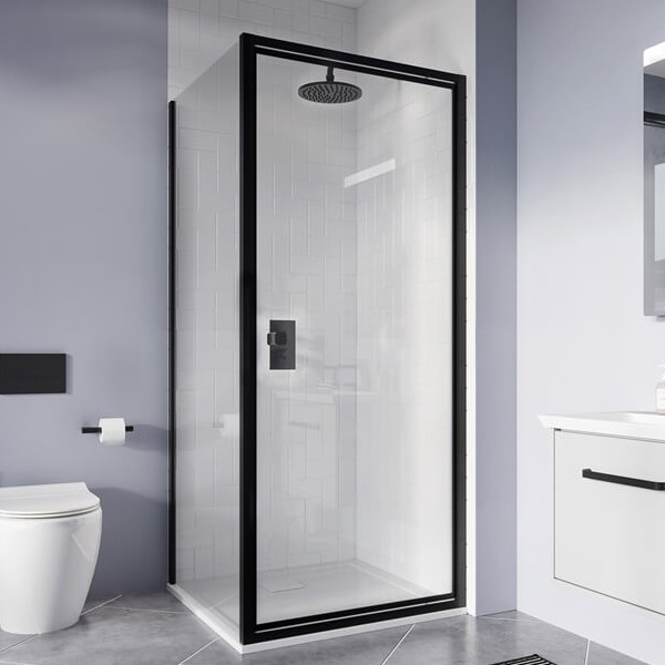 Crosswater Clear-6 Reversible Pivot Door Shower Enclosure 1900mm High - Aluminium Frame