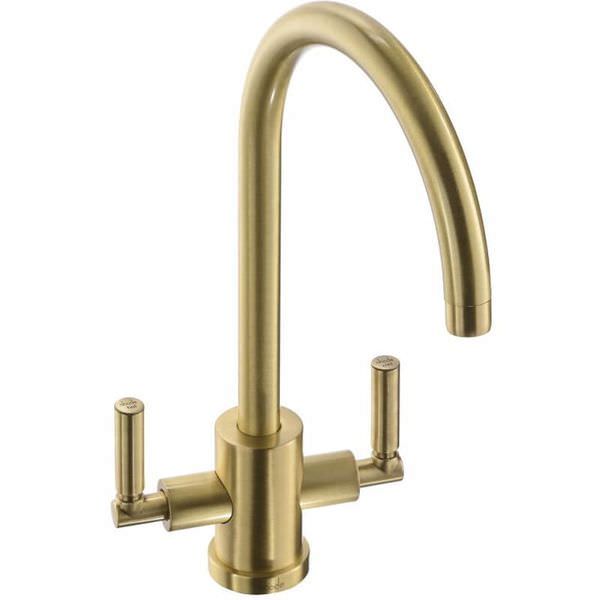 Abode Atlas Contemporary Kitchen Mixer Tap with Curved Anti-Splash Spout - Stick Handles