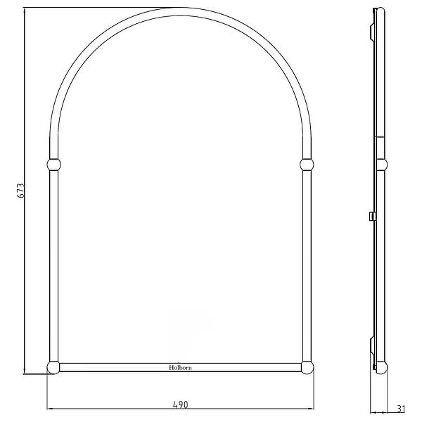 Holborn Traditional 490mm Wide Arched Bathroom Mirror LMHAHC09