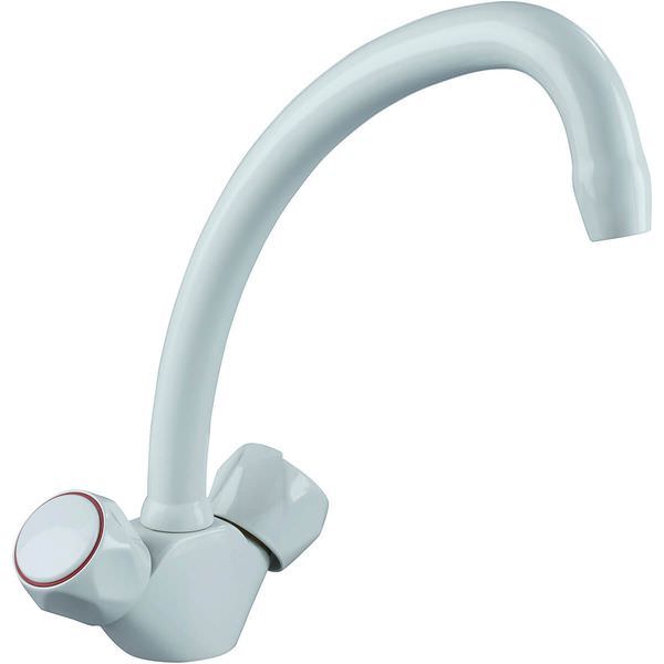 Bristan Value Club Dual-Flow Kitchen Sink Mixer Tap - Metal Knob Handles