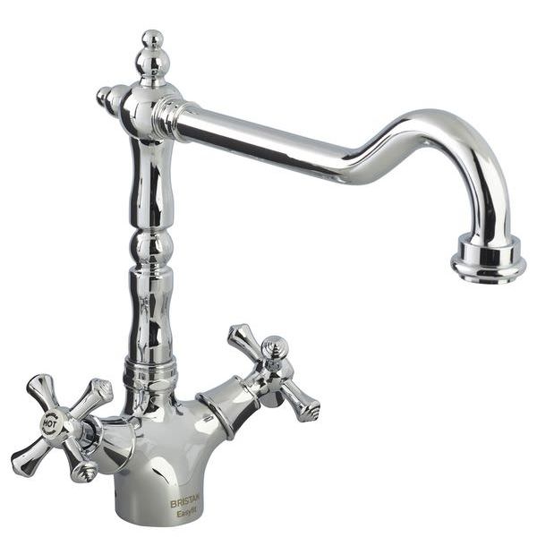 Bristan Colonial Easyfit French Provincial Style Kitchen Mixer Tap - Crosshead Handles