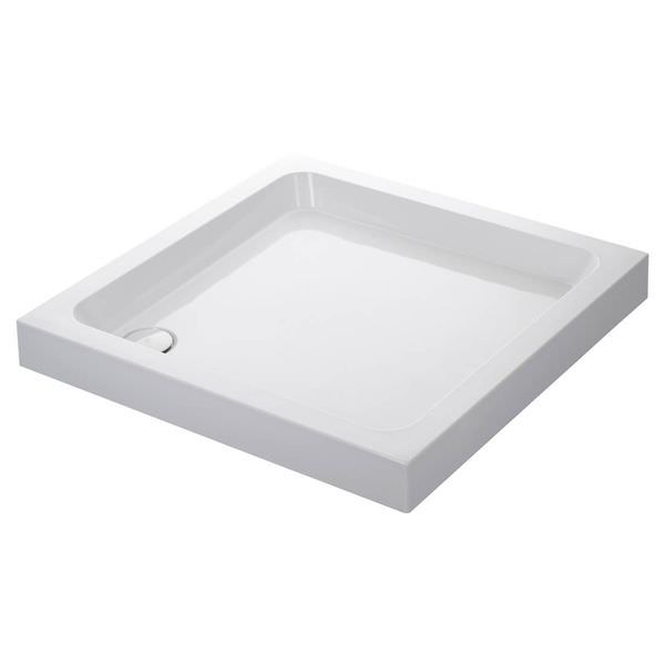 Mira Flight White Anti-Slip Square Shower Tray with Waste - Acrylic Capped Stone Resin