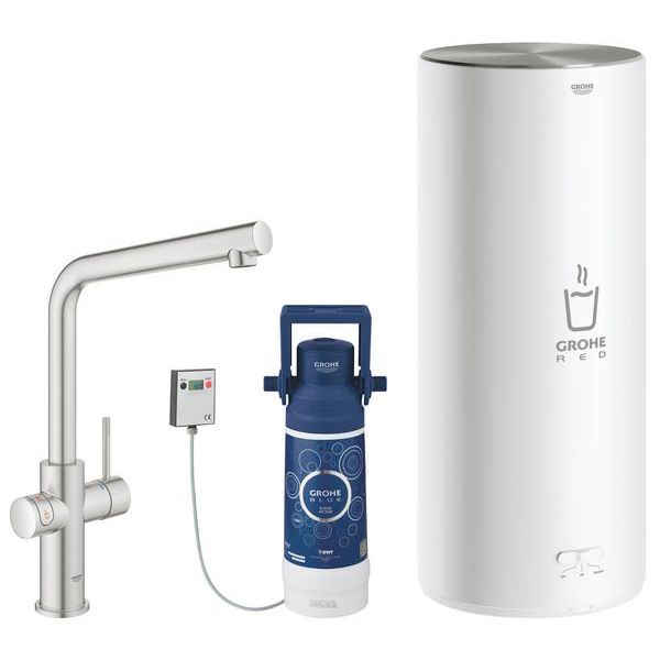 Grohe Red Duo Deck Mounted Instant Hot Water Tap with Filter - Swivel Spout and Stick Lever