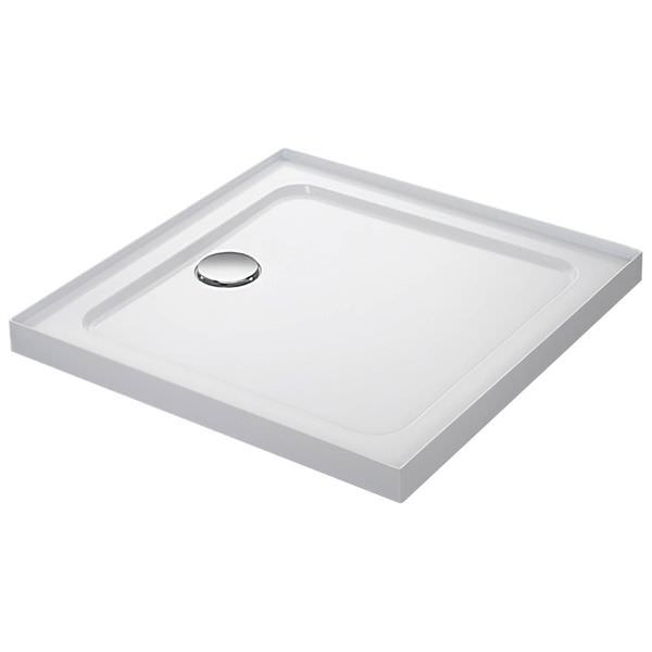 Mira Flight Low Profile 4 Up-Stand White Square Shower Tray with Waste 40mm High - ABS Acrylic-Capped