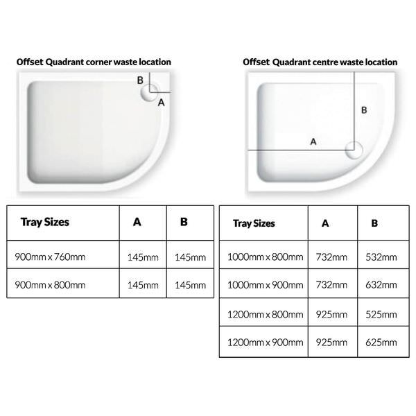 Kudos Kstone Offset Quadrant Shower Tray White KSQ9076LH 