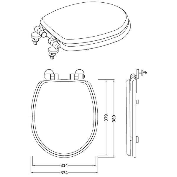 Nuie Classique 371 x 455mm Soft Close Wooden Toilet Seat LES197