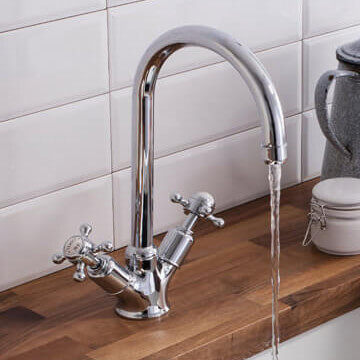 Crosswater Belgravia Traditional Chrome Kitchen Mixer Tap with Swan Neck Swivel Spout