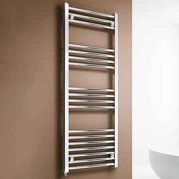 Reina Capo 500mm Wide Flat Dual Fuel and Electric Heated Steel Towel Rail - Image
