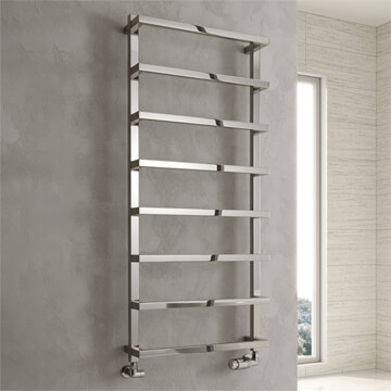 Reina Glora Square Tubes Dual Fuel Designer Heated Towel Rail - 500mm Wide - Mild Steel