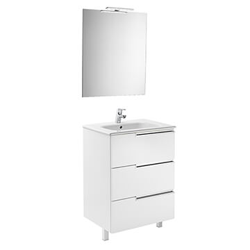 Roca Victoria-N Gloss White 700 x 740mm Vanity Unit Pack With Mirror And Spotlight - Image