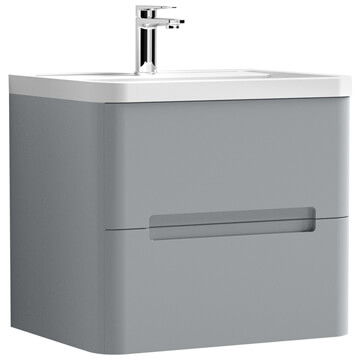 Nuie Elbe 500mm High Wall-Hung Two Drawers Vanity Unit And Basin - Image