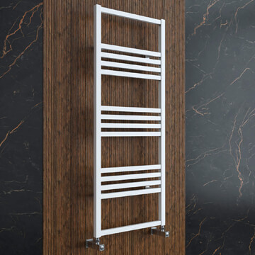 Reina Bolca White Rectangular Straight Dual Fuel Heated Towel Rail - Aluminium
