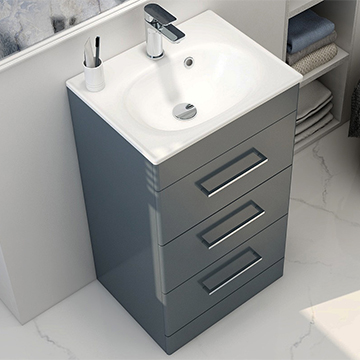 Imex Ivan Floorstanding Steel Blue Basin Unit with Handles - 3 Drawer