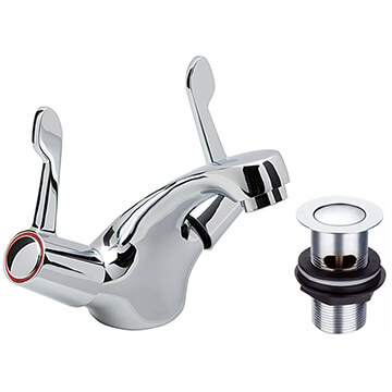Deva Vitality Lever Chrome Finish Contract Basin Mixer Tap With Waste - Deck Mounted