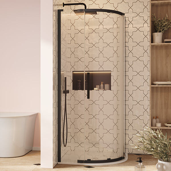 Crosswater Asura 8mm Single Door Matt Black Quadrant Shower Enclosure