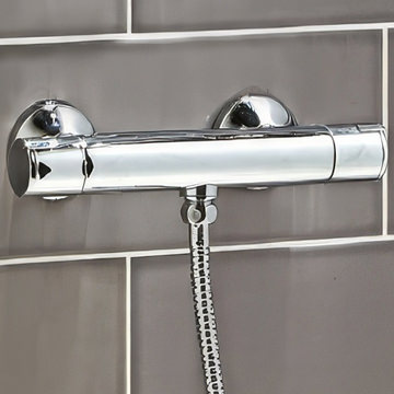 Joseph Miles Exposed Round Thermostatic Chrome Bar Shower Valve - 2 Controls