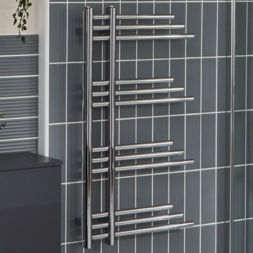 Aqua Edition Sphere Polished Chrome Tube on Tube Dual Fuel Towel Rail - 500 x 900mm