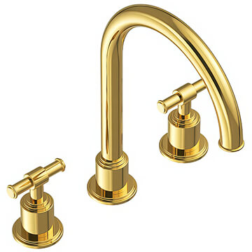 Jaquar Artize VIC 3 Hole Traditional Bright Gold Basin Mixer Tap with Curved Spout