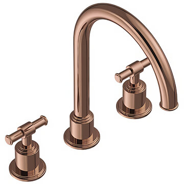 Jaquar Artize VIC 3 Hole Traditional Blush Gold Basin Mixer Tap with Curved Spout