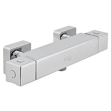 Vado Axces Bokx Exposed Contemporary Square Thermostatic Chrome Shower Valve - 1 Outlet - 2 Controls