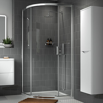 Nuie Lucie Sliding Door Quadrant Shower Enclosure 900 x 900mm - Aluminium Frame