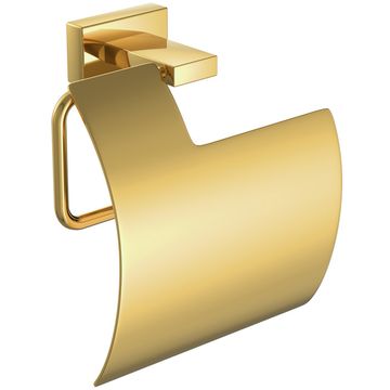 Jaquar Artize Quadra Wall Mounted Bright Gold Toilet Roll Holder with Cover