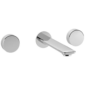 Jaquar Laguna 3 Hole Contemporary Basin Mixer Tap with Straight Spout - Knob Handles - Wall Mounted - Image