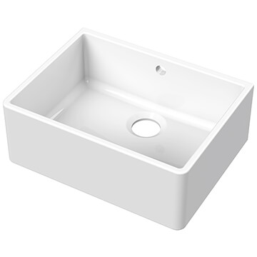 Nuie Butler Traditional Square Back White Kitchen Sink with Overflow - One Bowl