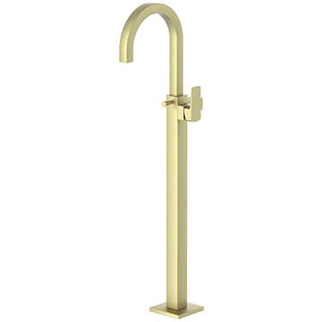 Jaquar Kubix Prime Matt Brass Floorstanding Bath Mixer Tap - Side Action Flat Handle