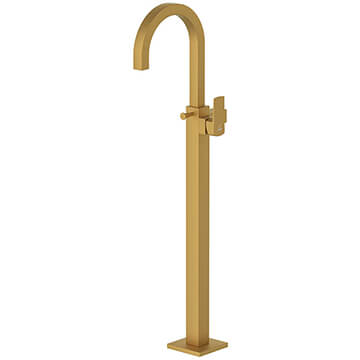 Jaquar Kubix Prime Matt Gold Floorstanding Bath Mixer Tap - Side Action Flat Handle