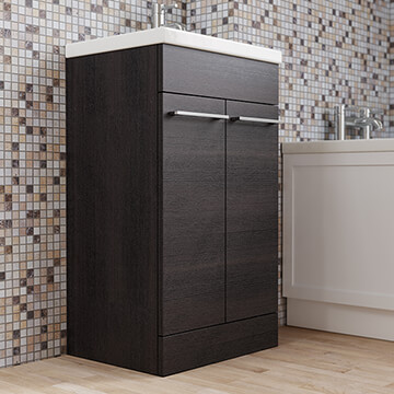 QS Basics Tempo Floorstanding Vanity Unit with Basin and Handles 500 x 835mm - Two Door