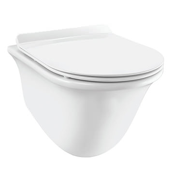 Jaquar Ornamix Wall-Hung Rimless White WC Pan with Soft Close Seat 370 x 490mm