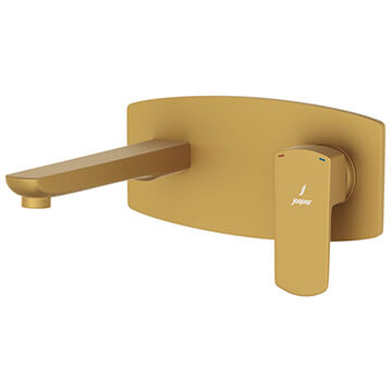 Jaquar Kubix Prime Matt Gold 2 Hole Basin Mixer Tap with Straight Spout - Lever Handle