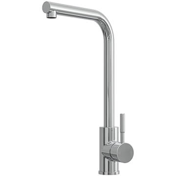 Nuie Top-Fix Vito Chrome Kitchen Sink Mixer Tap with L-Neck Spout - Stick Handle