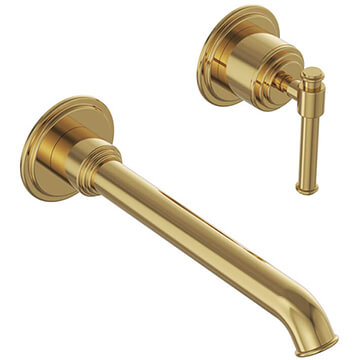 Jaquar Artize VIC 2 Hole Bright Gold Traditional Basin Mixer Tap with Curved Spout - Stick Handle