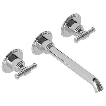 Jaquar Artize VIC 3 Hole Traditional Basin Mixer Tap with Curved Spout - Stick Handle - Wall Mounted