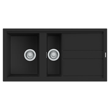 Reginox Best-450 Black Granite Inset Kitchen Sink 860 x 510mm - Two Bowl
