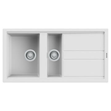 Reginox Best-450 White Granite Inset Kitchen Sink 860 x 510mm - Two Bowl