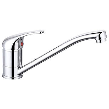 Nuie Jorim Chrome Mono Kitchen Sink Mixer Tap with Long Spout - Curved Handle