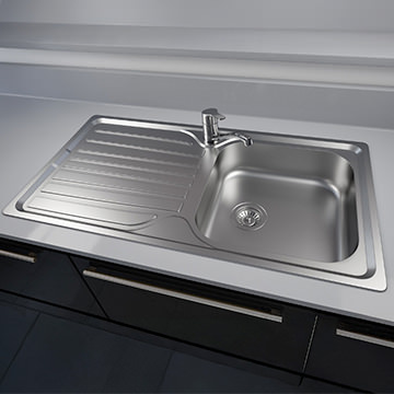 Reginox Monaco Stainless Steel Inset Kitchen Sink with Drainer 965 x 500mm - 1 Bowl
