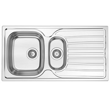 Reginox Monaco-15 Stainless Steel Kitchen Sink with Drainer 965 x 500mm - 1.5 Bowl