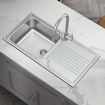 Reginox Senator-15 Stainless Steel Kitchen Sink with Drainer 1000 x 500mm - 1.5 Bowl