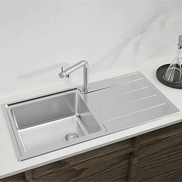 Reginox Envoy-10 Stainless Steel Inset Kitchen Sink with Drainer 1000 x 500mm - 1 Bowl